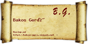 Bakos Gerő névjegykártya