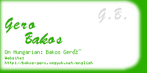 gero bakos business card